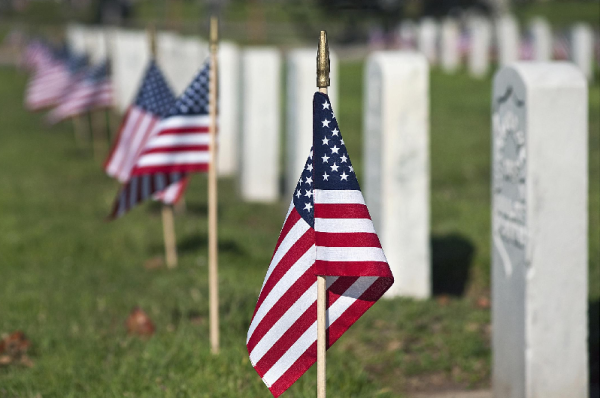 flags in cemetary